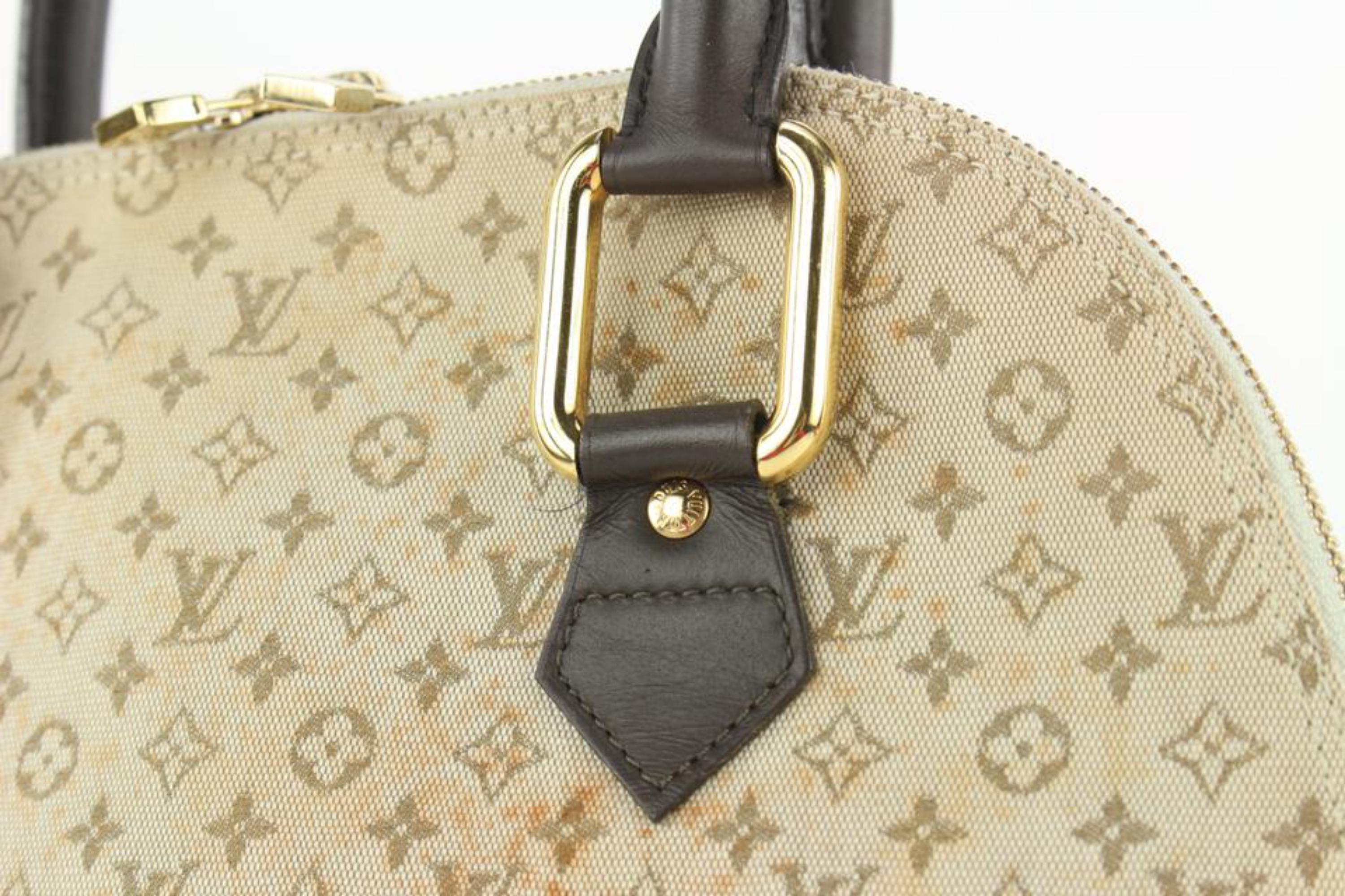 Louis Vuitton Olive Khaki Monogram Mini Lin Alma Haute Bag Tall 4LV1113 For Sale 5