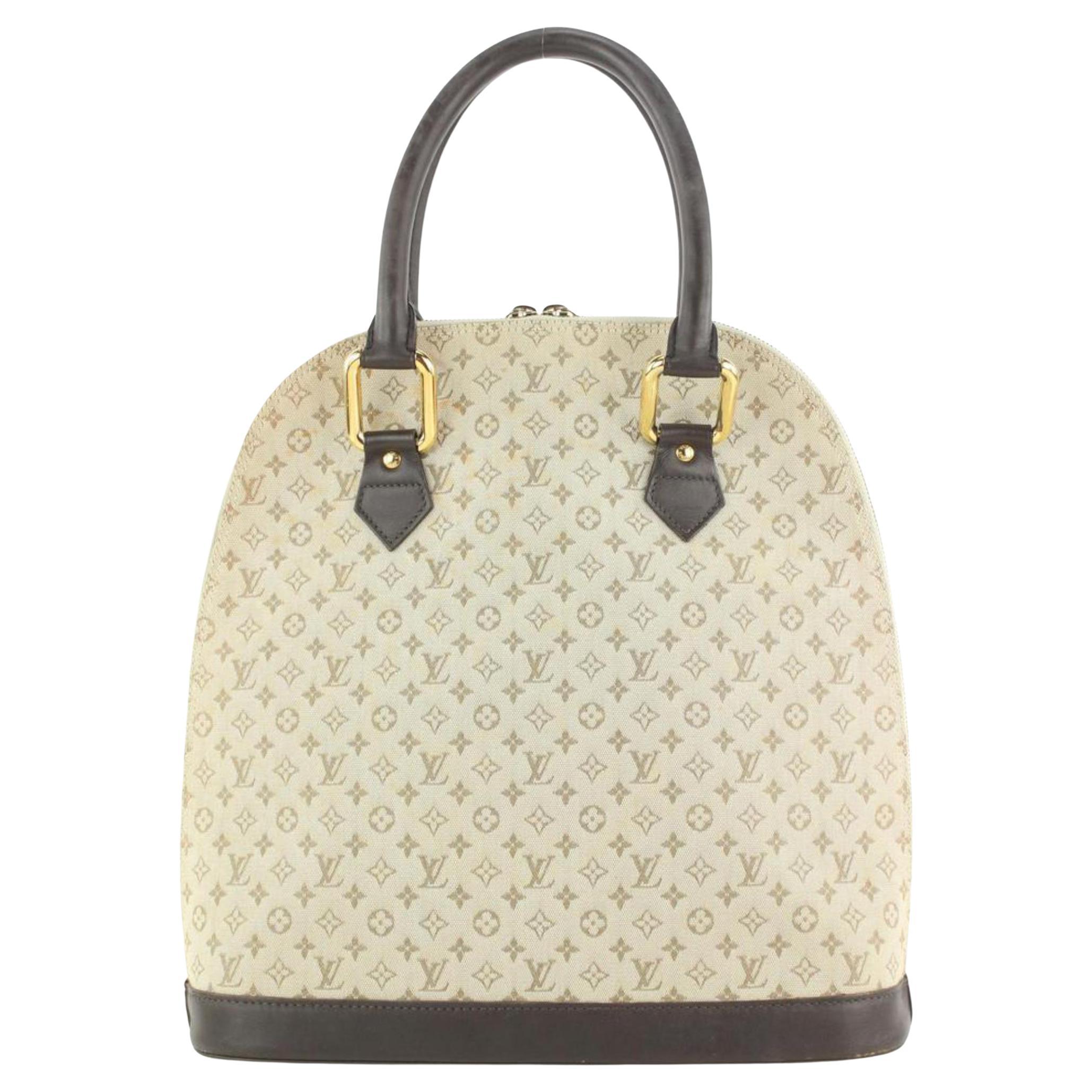 Louis Vuitton Olive Khaki Monogram Mini Lin Alma Haute Bag Tall 4LV1113 For Sale