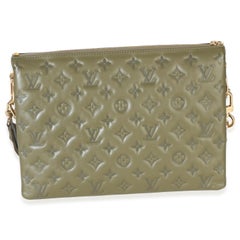 Louis Vuitton Olive Monogram Embossed Lambskin Coussin MM