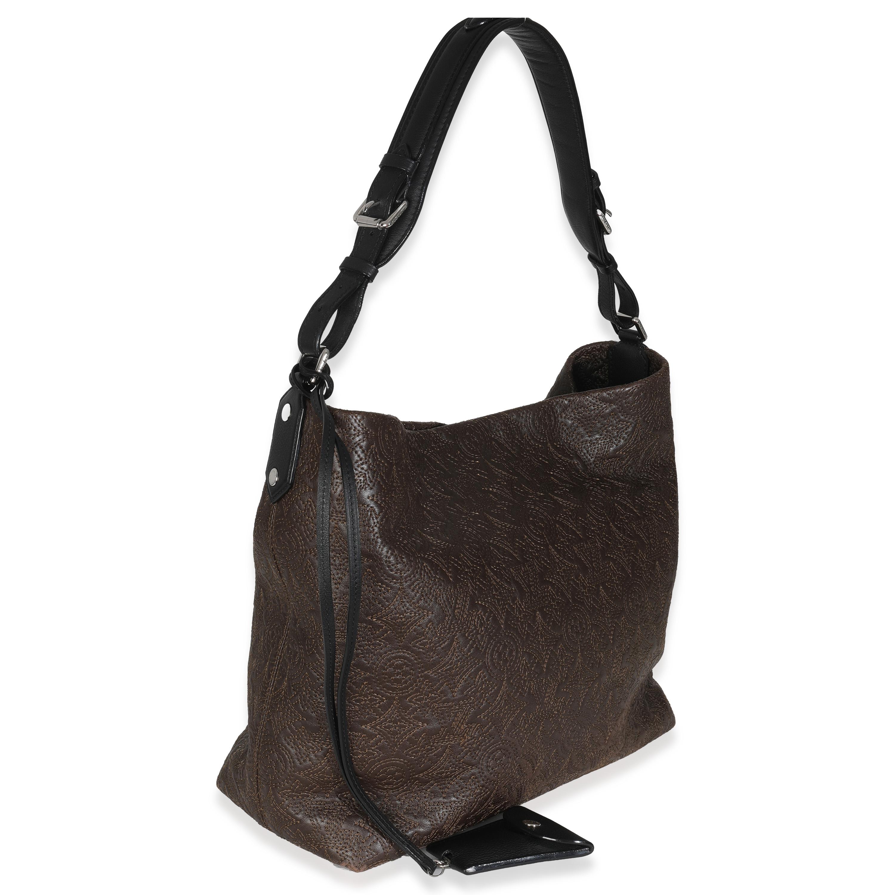 Nero Louis Vuitton Monogram in pelle d'agnello Antheia Hobo in Oliver