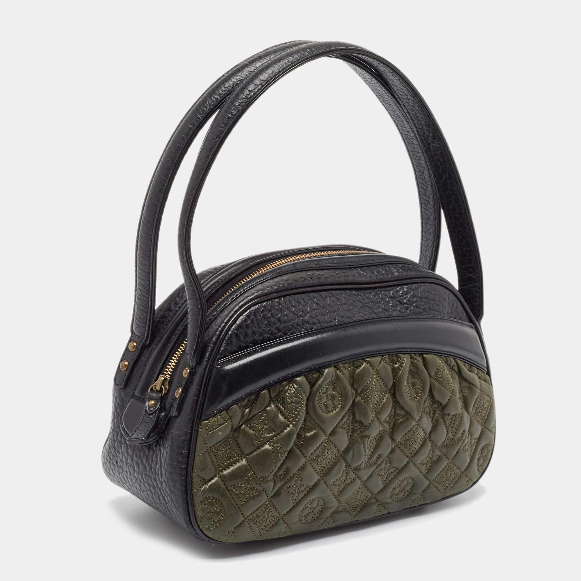 Black Louis Vuitton Olive Monogram Leather Mizi Vienna Bag For Sale