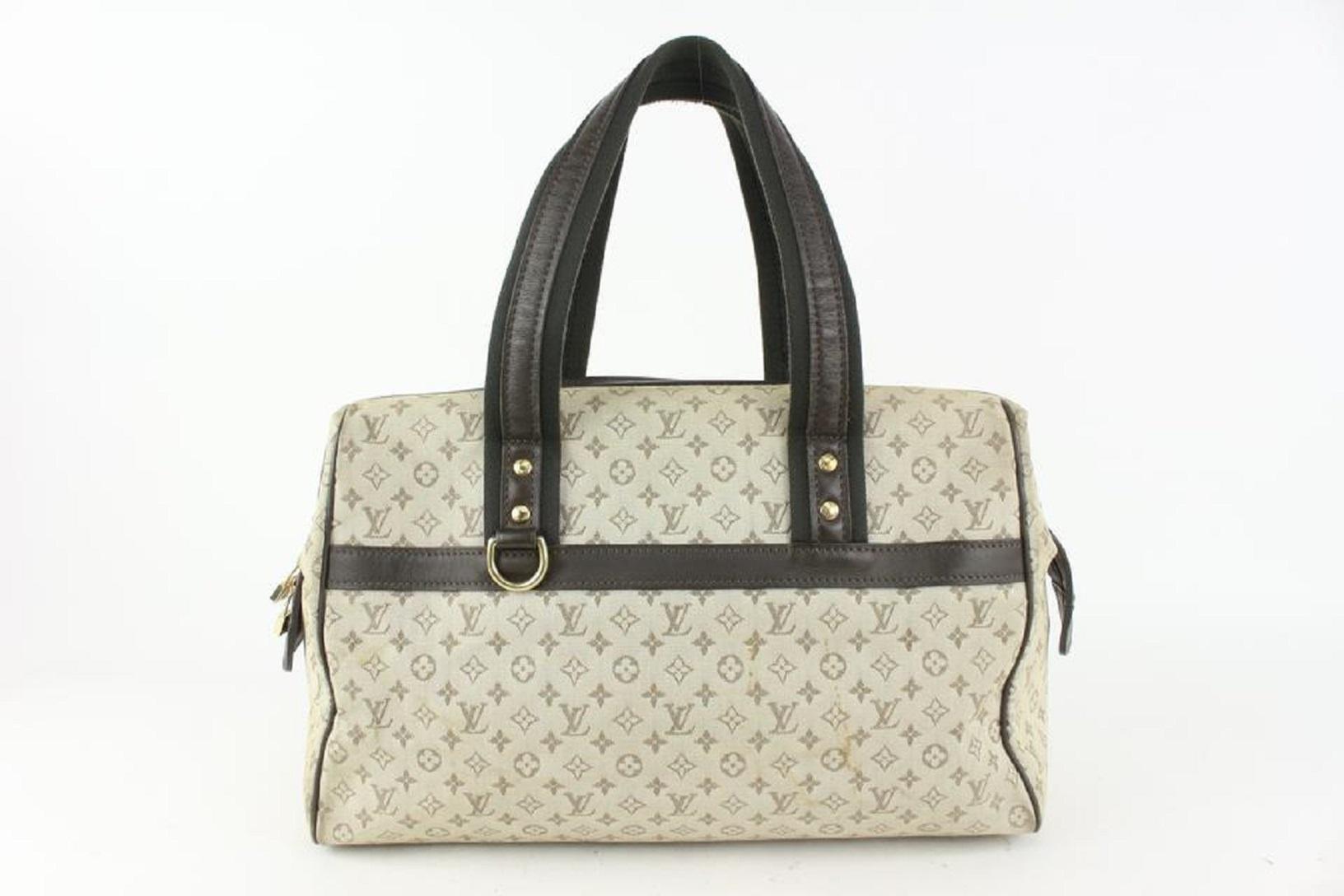 Louis Vuitton Olive Monogram Mini Lin Josephine GM Boston Speedy Bagg 928lv77 In Good Condition In Dix hills, NY