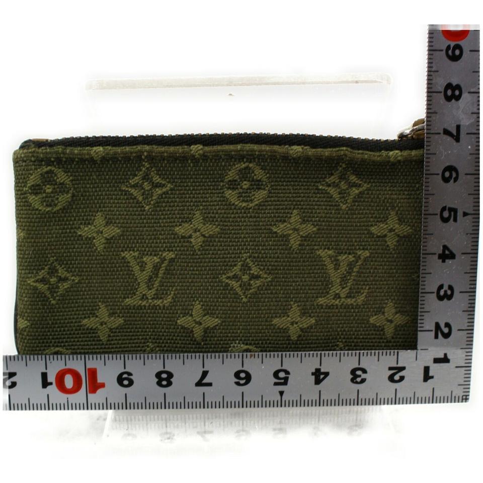 Beige Louis Vuitton Olive Pochette Khaki Green Coin Purse Cles Monogram Min Lin Key 87 For Sale