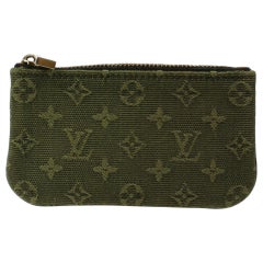 Louis Vuitton Olive Pochette Khaki Green Coin Purse Cles Monogram Min Lin Key 87