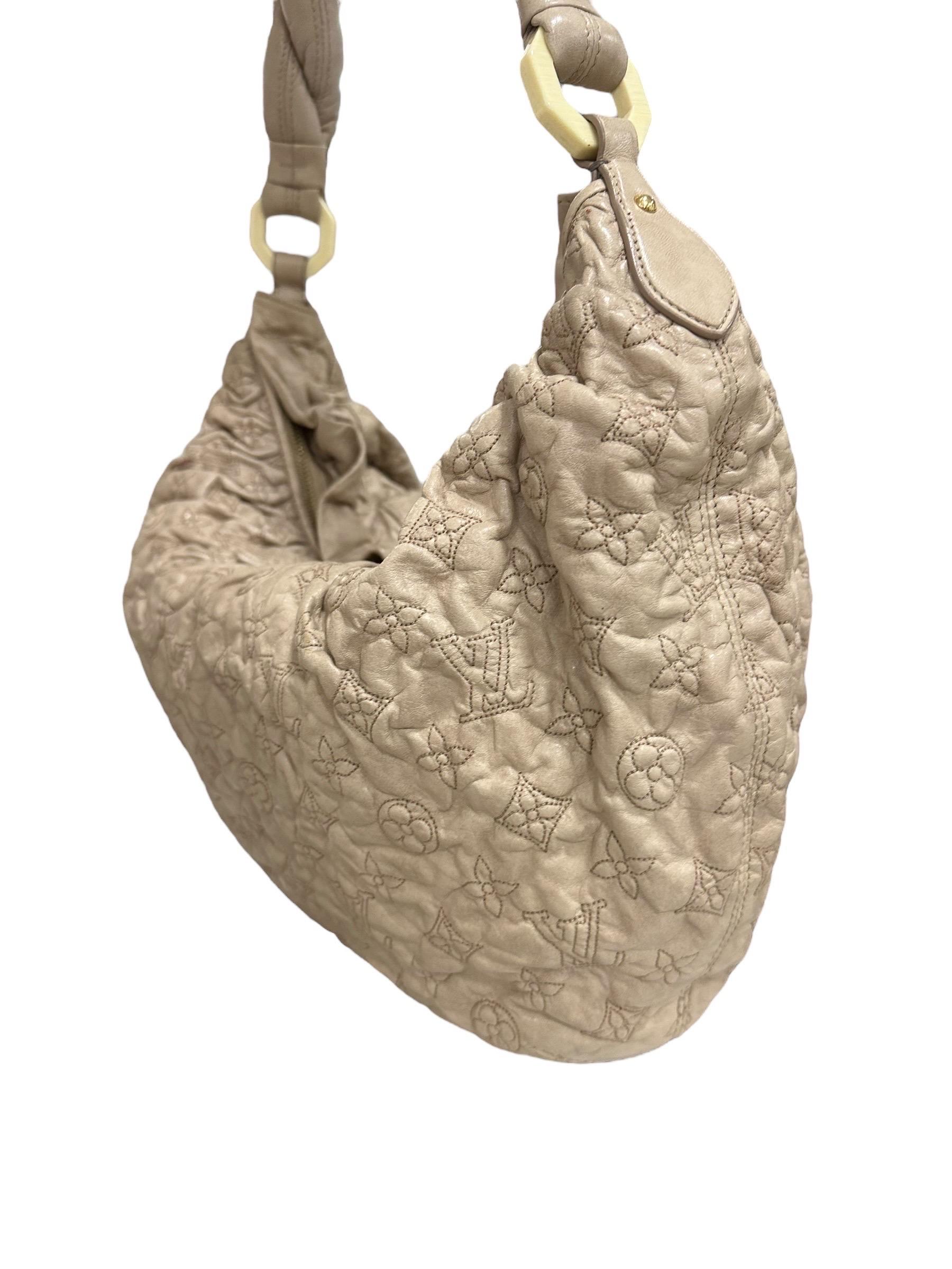 Louis Vuitton Olympe Nimbus Top Handle Bag Beige Emprainte Leather For Sale 6