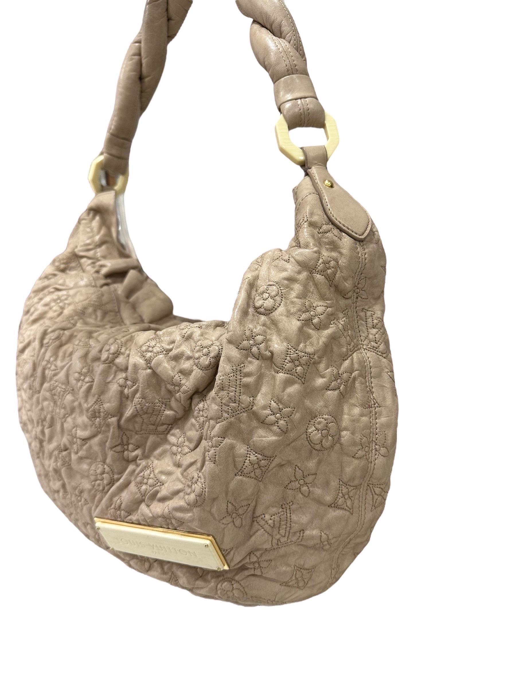 Women's Louis Vuitton Olympe Nimbus Top Handle Bag Beige Emprainte Leather For Sale