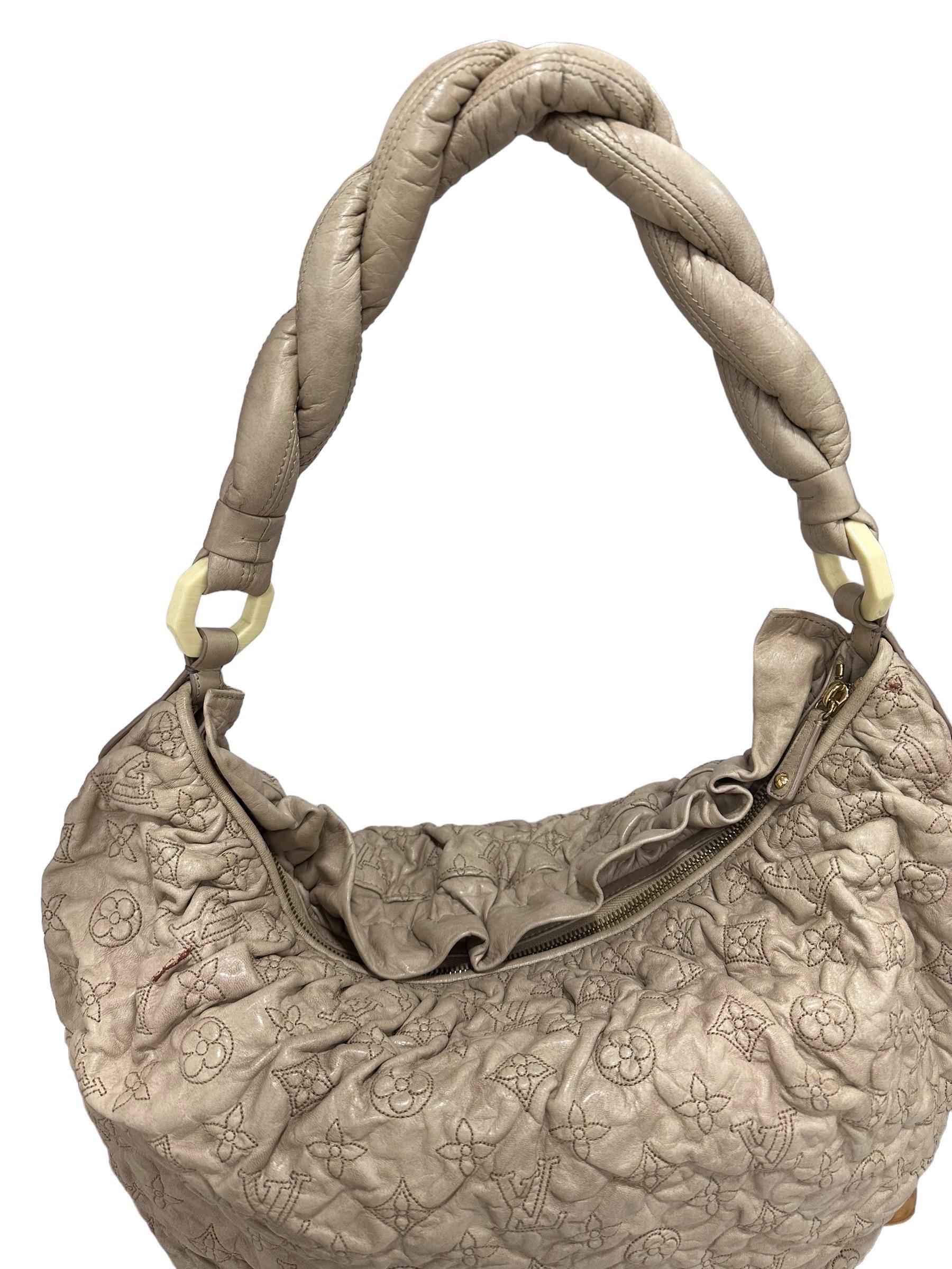 Louis Vuitton Olympe Nimbus Top Handle Bag Beige Emprainte Leather For Sale 3