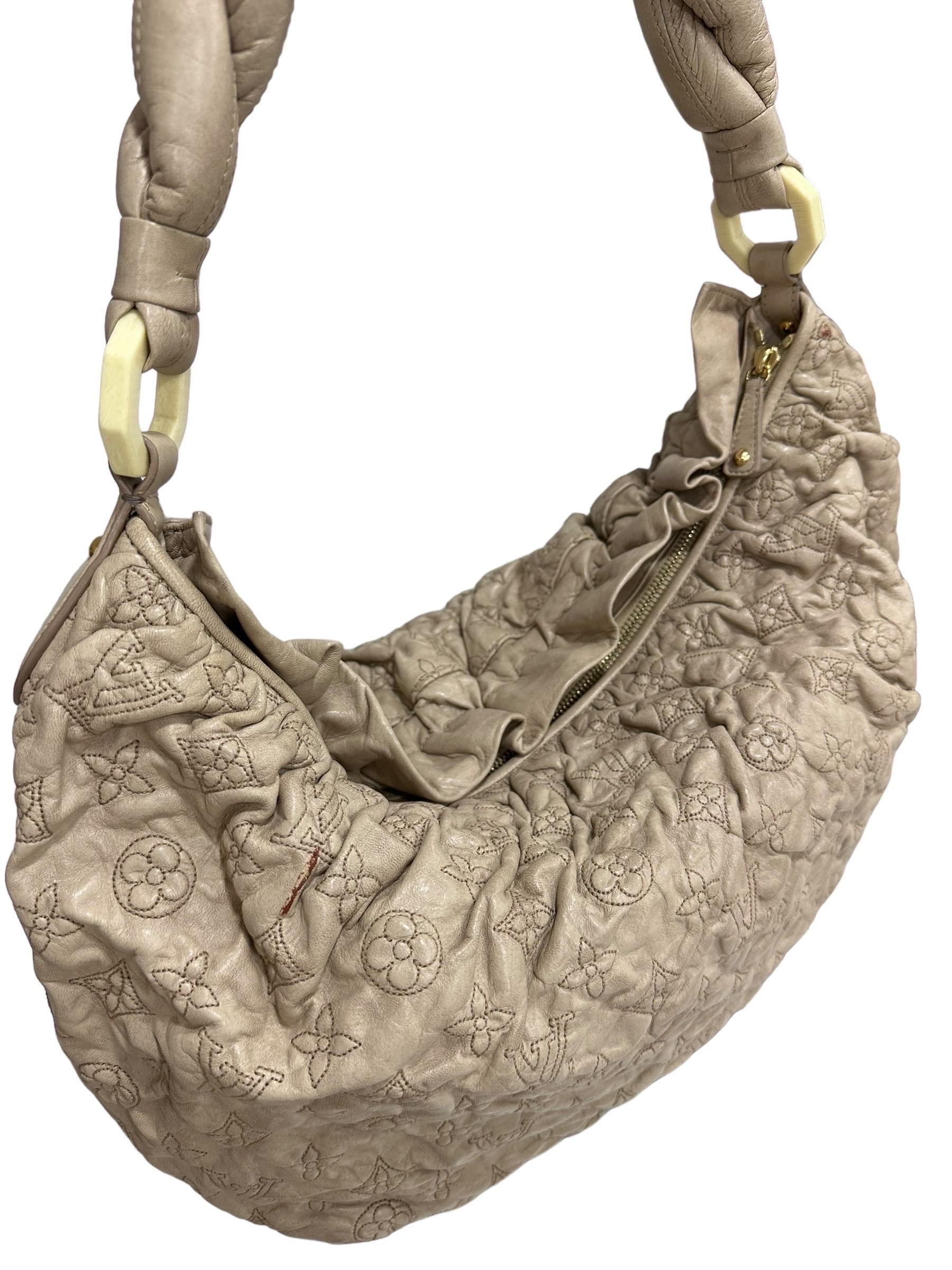 Louis Vuitton Olympe Nimbus Top Handle Bag Beige Emprainte Leather For Sale 4