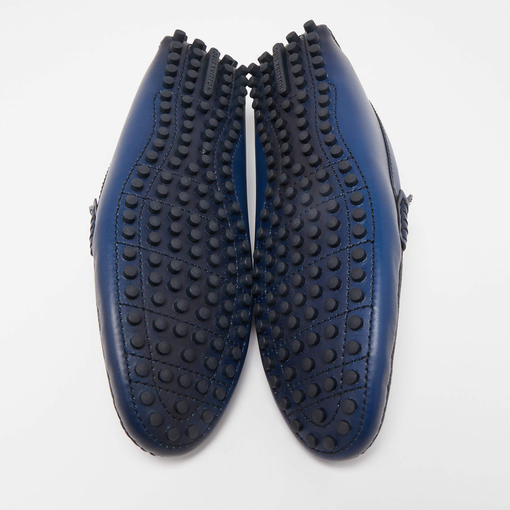 Women's Louis Vuitton Ombre Blue Leather Hockenheim Slip On Loafers Size 41