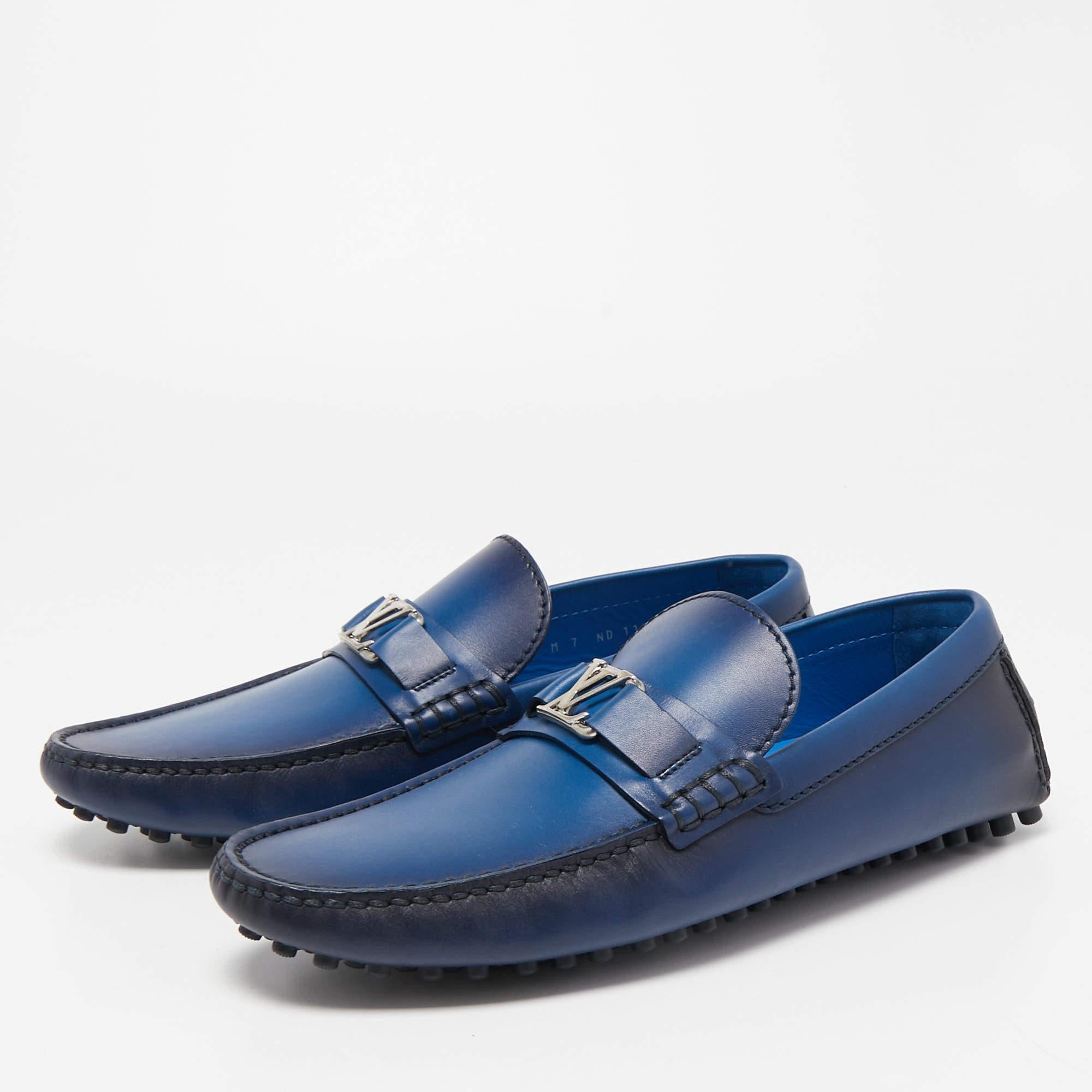 Louis Vuitton Ombre Blue Leather Hockenheim Slip On Loafers Size 41 1