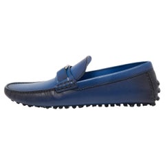 Louis Vuitton Ombre Blue Leather Hockenheim Slip On Loafers Size 41