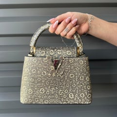 LOUIS VUITTON Ombre Eidechse Argento Mini Capucines Gold & Grau Tasche GHW