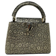 LOUIS VUITTON Ombre Lizard Argento Mini Capucines Gold & Gray Bag GHW 