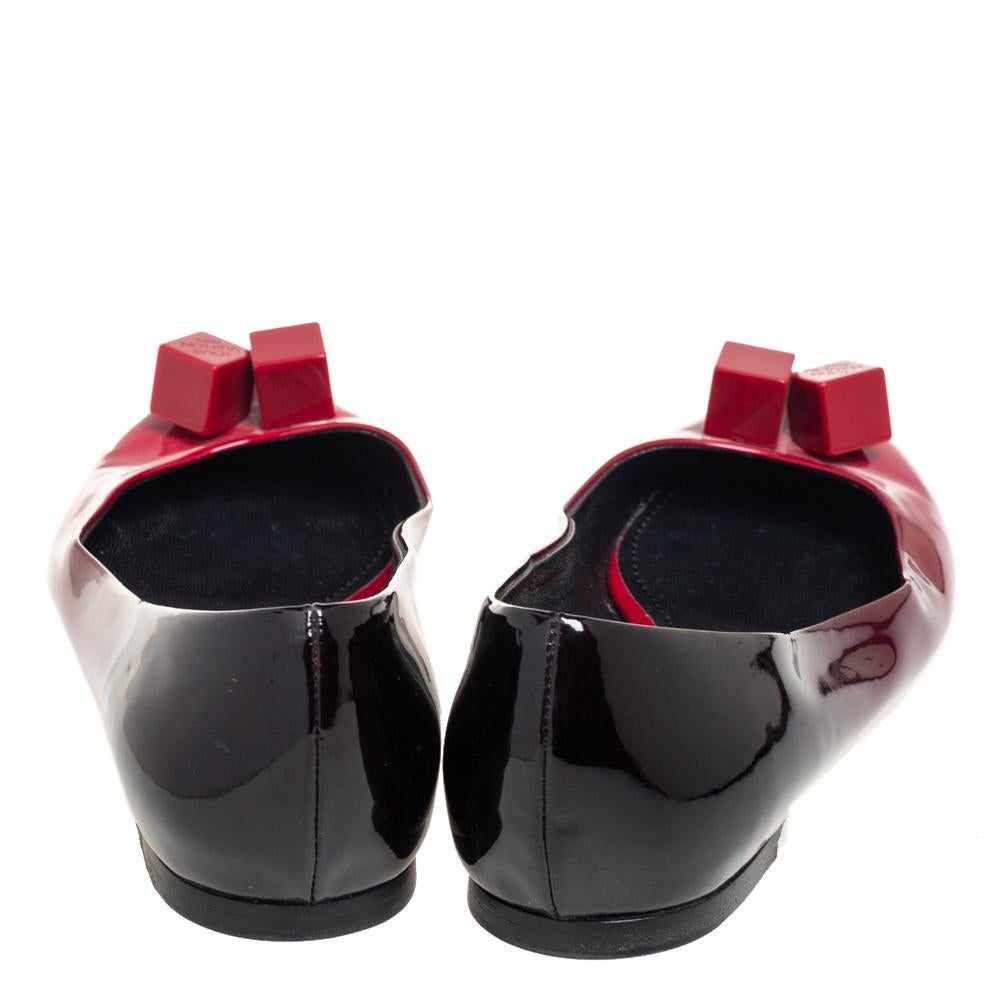 Black Louis Vuitton Ombrè Patent Leather Gossip Cube Embellished Ballet Flats Size 38