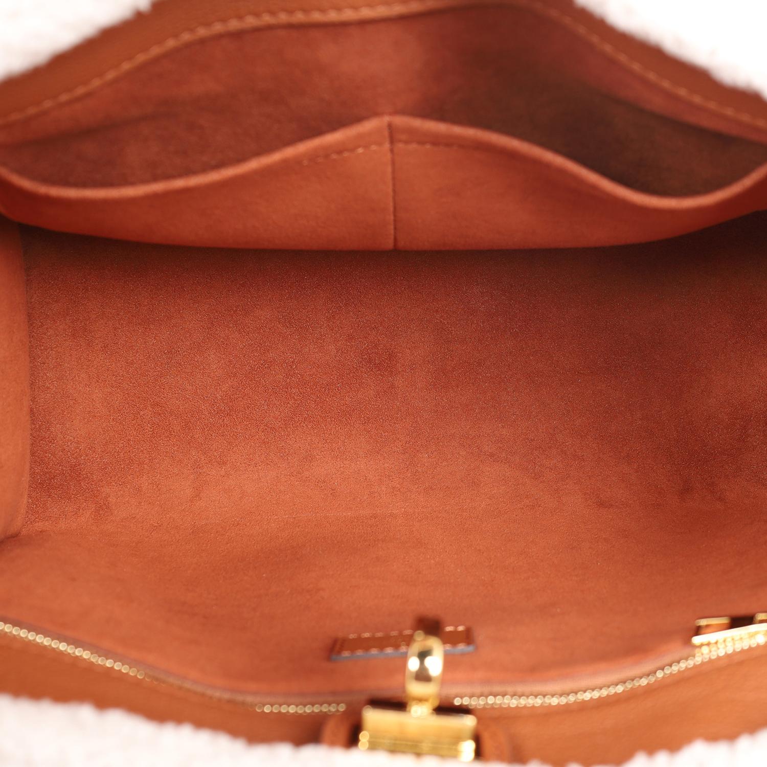 Louis Vuitton On My Side MM Leather Shearling Satchel Caramel Brown For Sale 9