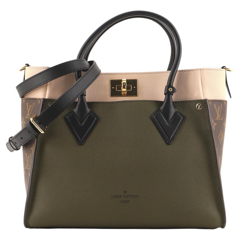 Louis Vuitton On My Side Tote Leather with Monogram Canvas MM at 1stDibs