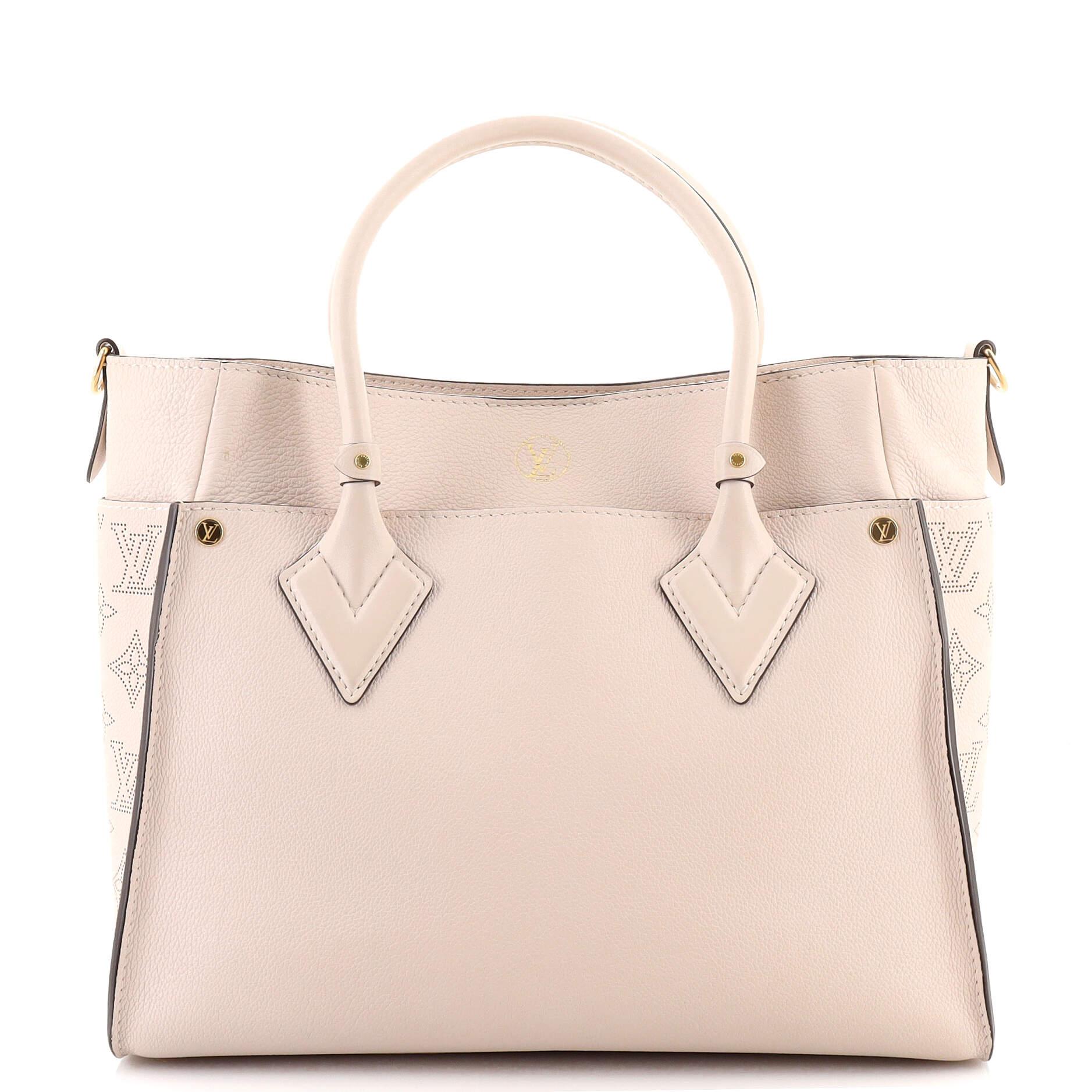 Beige Louis Vuitton On My Side Tote Mahina Leather MM