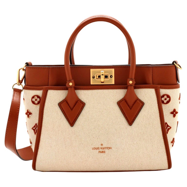 Louis Vuitton On My Side Tote Leather with Monogram Canvas PM