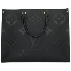 Pre-Owned Louis Vuitton LOUIS VUITTON ON THE GO GM Tote Bag Shoulder  Monogram Implant Leather Black Handbag M44925 (Good) 