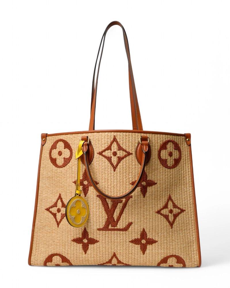 Louis Vuitton OnTheGo GM Raffia Giant Monogram Camel en vente 7