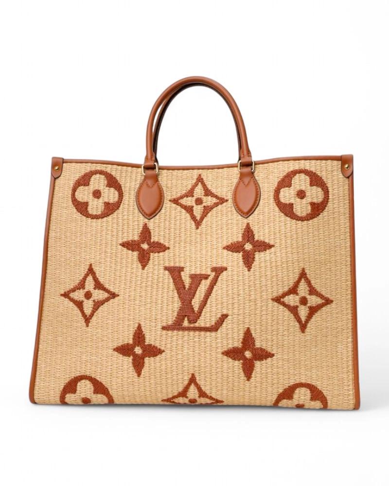 Louis Vuitton OnTheGo GM Raffia Giant Monogram Camel Neuf - En vente à Torre Del Greco, IT