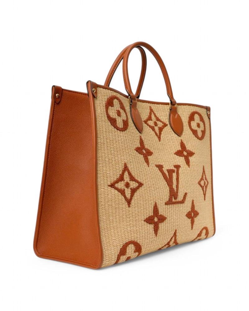 Louis Vuitton OnTheGo GM Raffia Giant Monogram Camel Pour femmes en vente