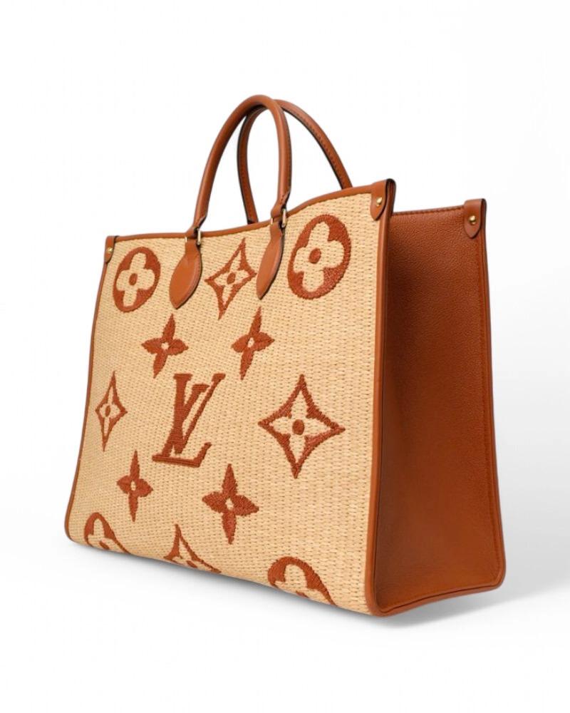 Louis Vuitton OnTheGo GM Raffia Giant Monogram Camel en vente 1