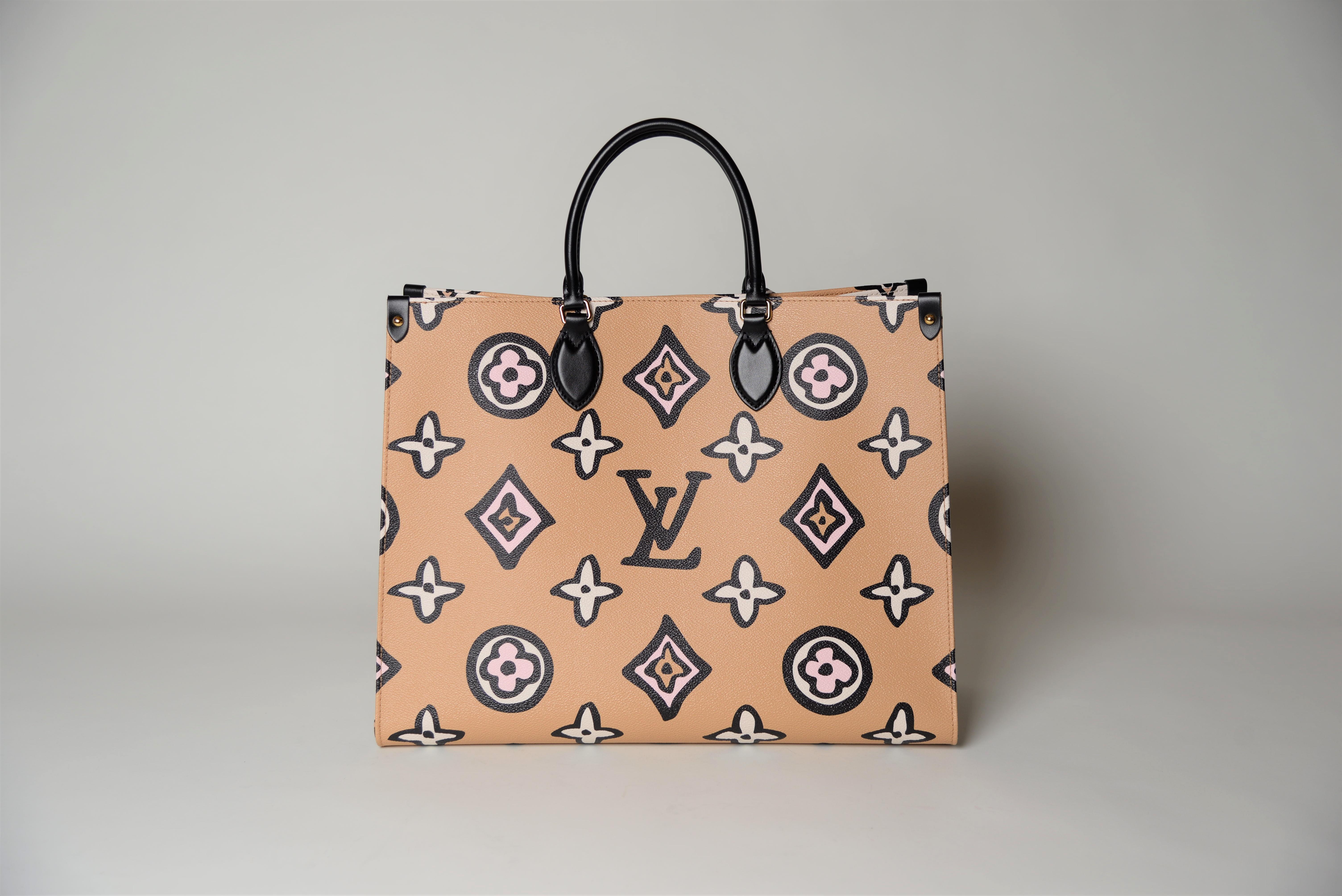Beige Louis Vuitton OnTheGo GM Collection Wild at Heart BRAND-NEW