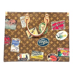 Louis Vuitton OnTheGo Large Hotel Labels Brown Monogram Crossbody Tote Louis Vuitton OnTheGo Large Hotel Labels Brown Monogram Crossbody Tote