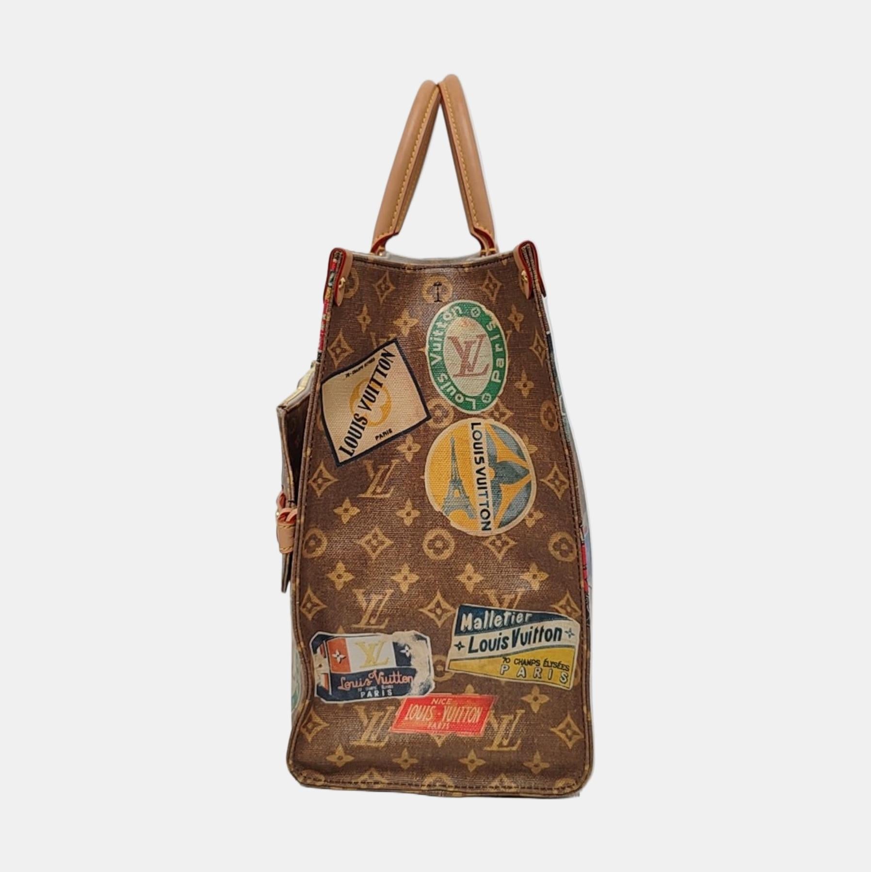 Louis Vuitton OnTheGo Large Hotel Label Marrone Monogram Crossbody Toteo In condizioni ottime in vendita a AUBERVILLIERS, FR