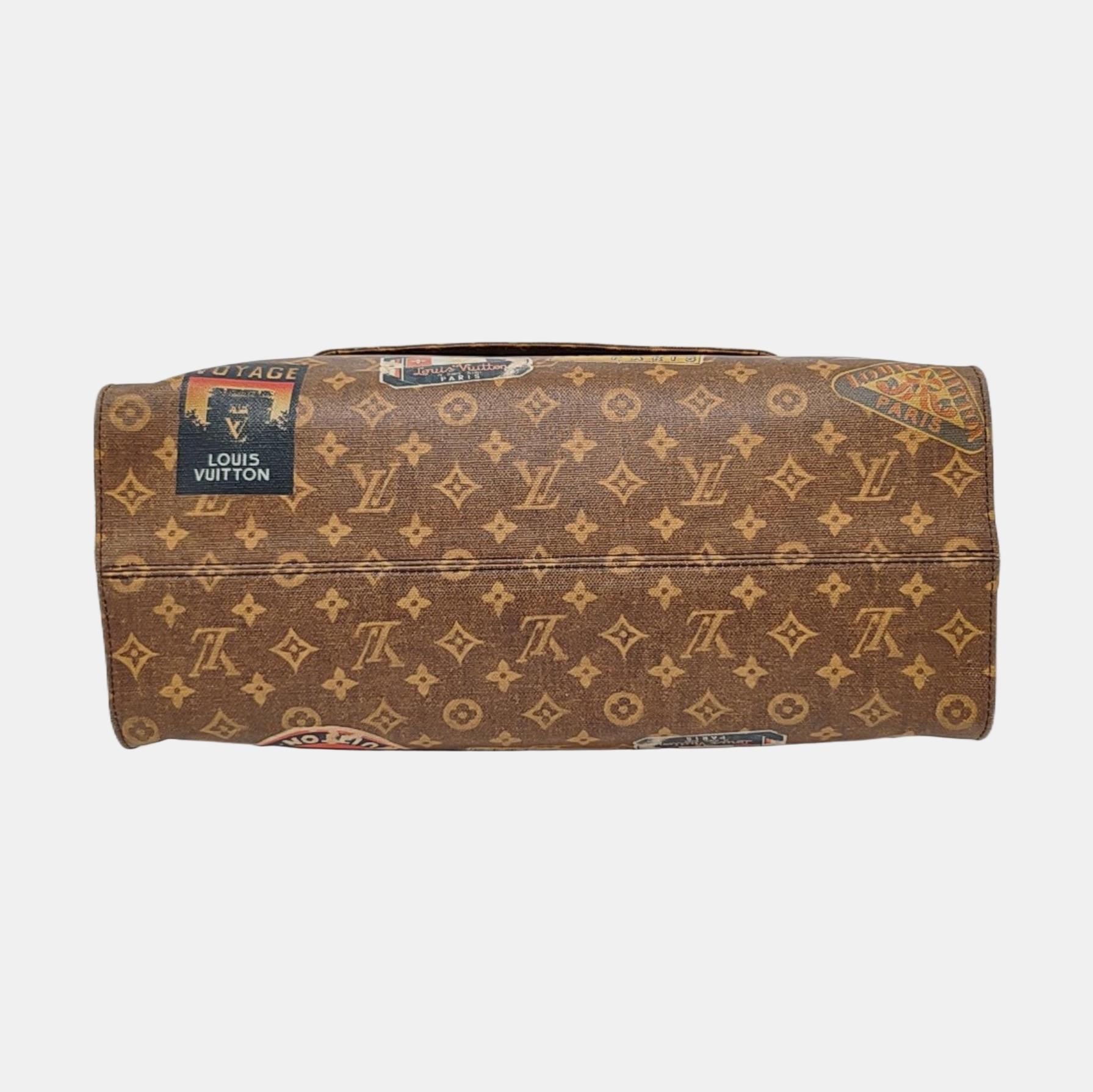Louis Vuitton OnTheGo Large Hotel Label Marrone Monogram Crossbody Toteo in vendita 2