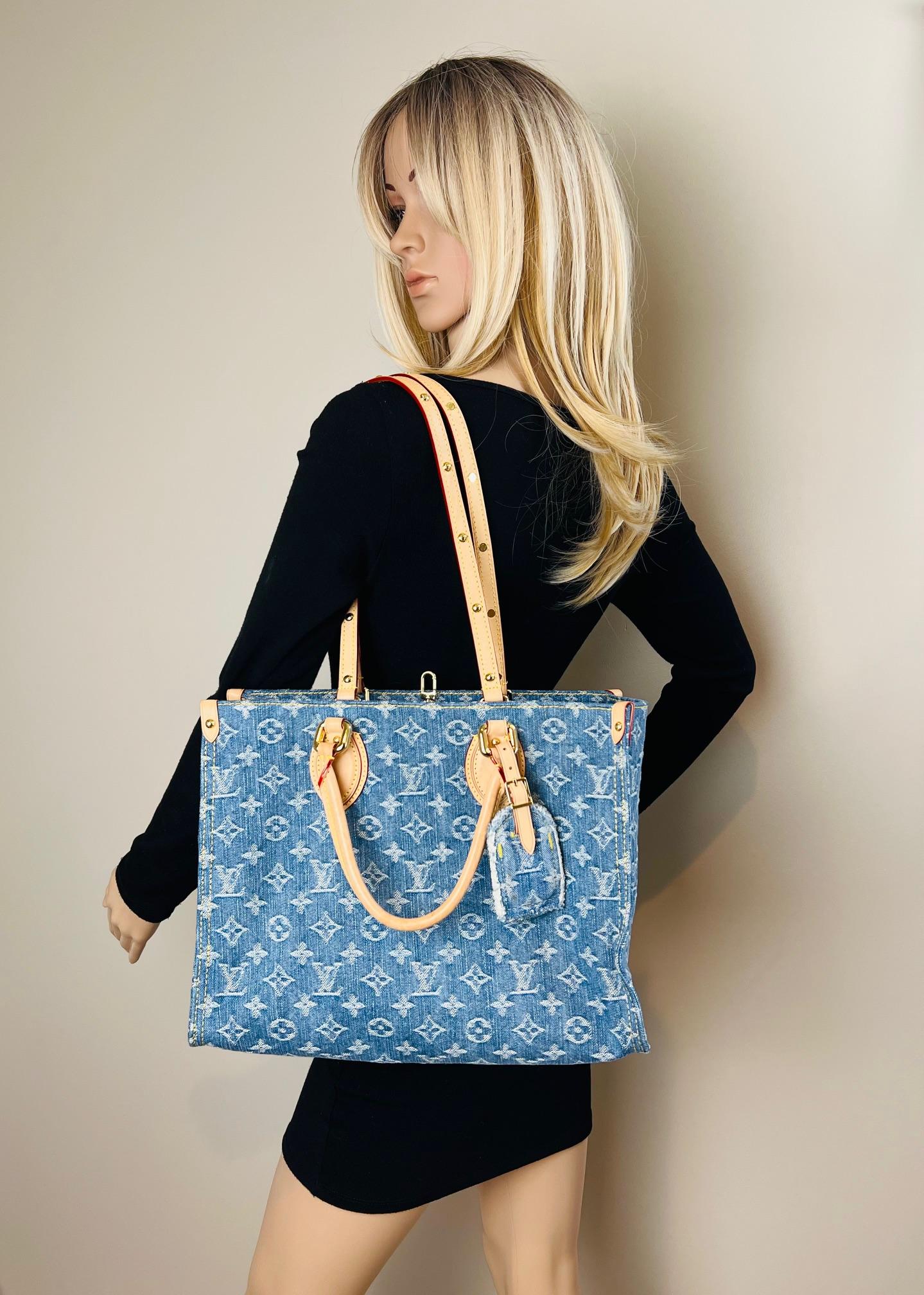 Women's LOUIS VUITTON Onthego MM Denim Remix 2024 Vachetta Trim Tote Rare