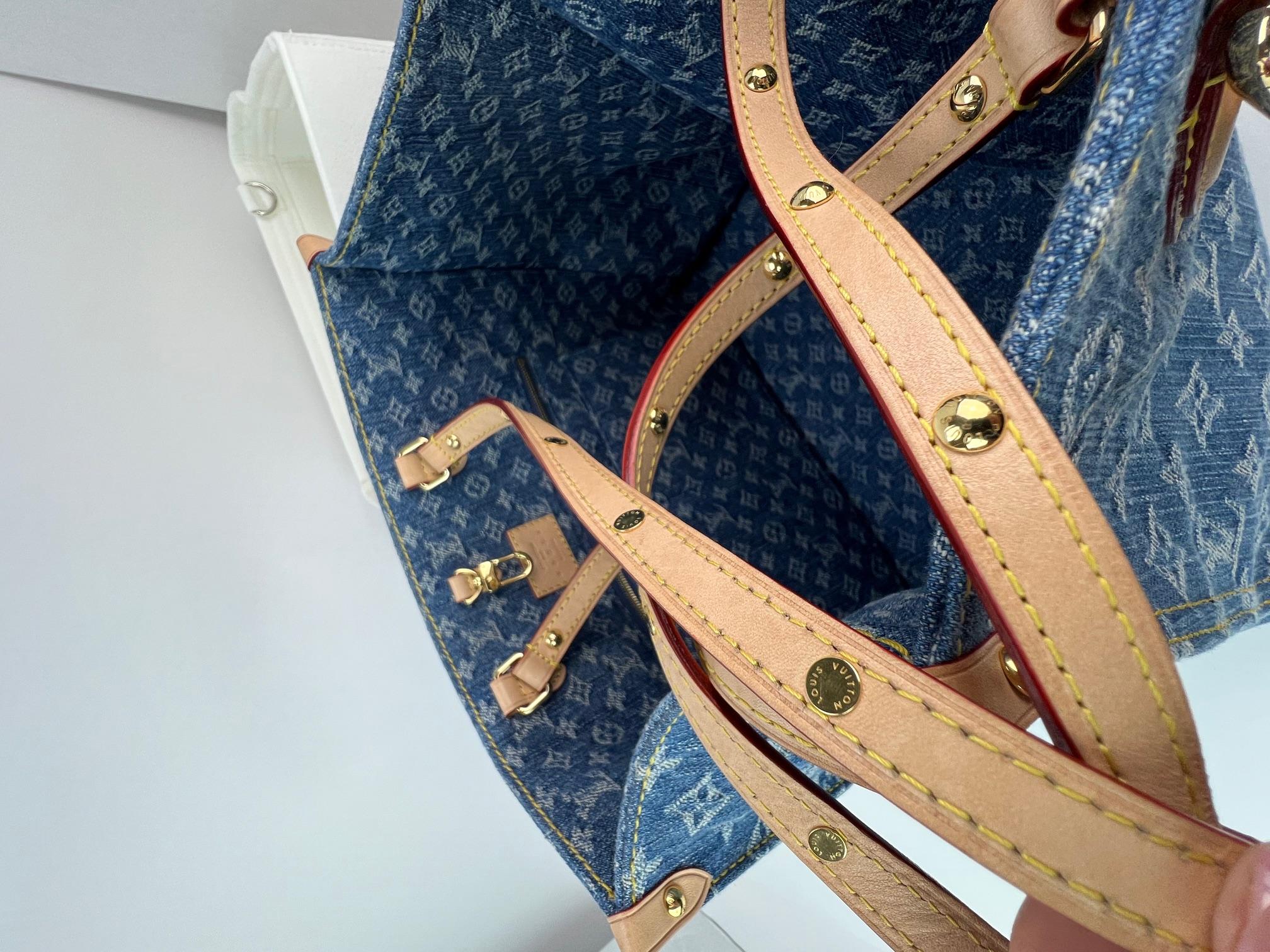 LOUIS VUITTON Onthego MM Denim Remix 2024 Vachetta Trim Tote Rare 1