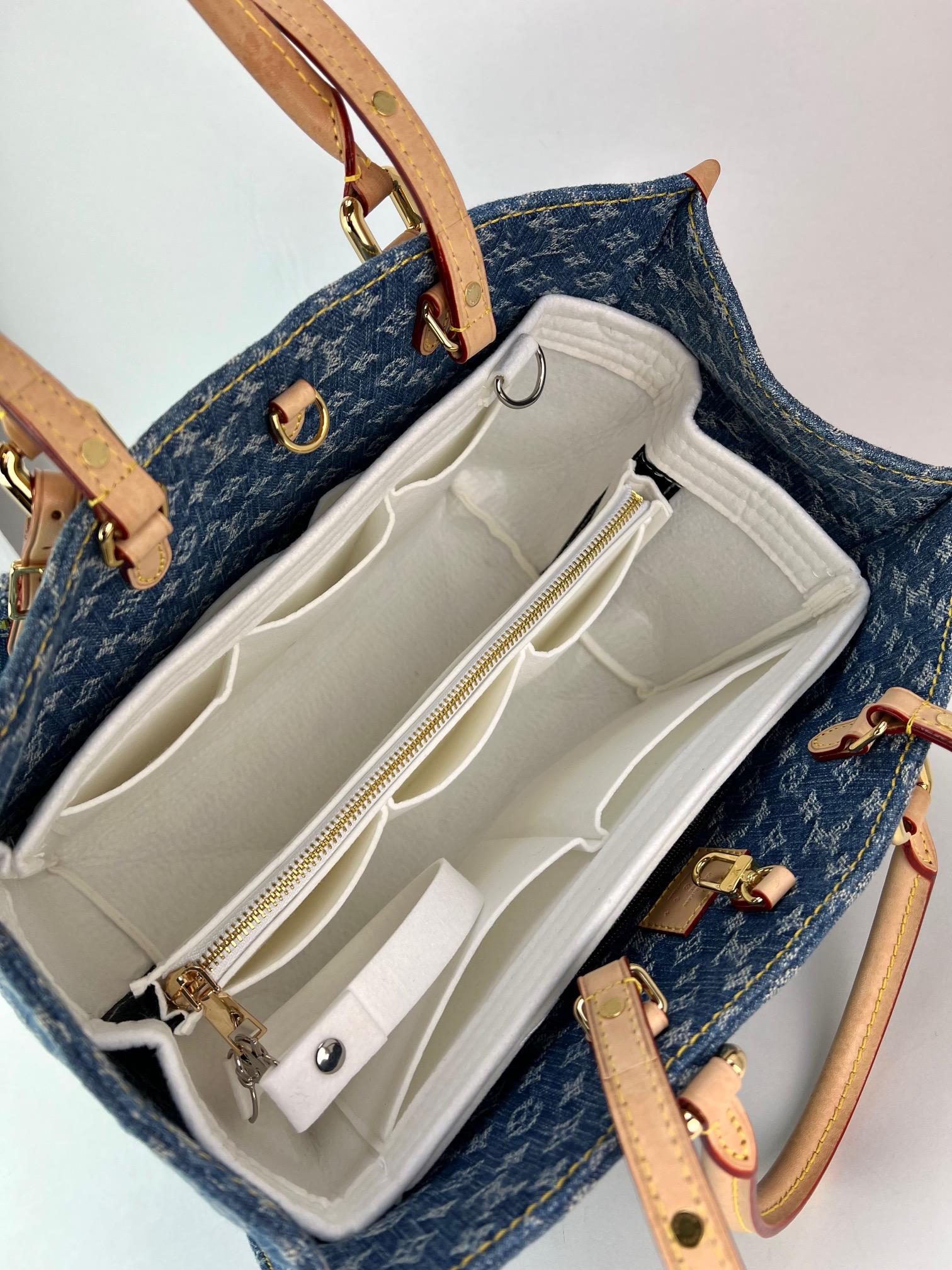 LOUIS VUITTON Onthego MM Denim Remix 2024 Vachetta Trim Tote Rare 5