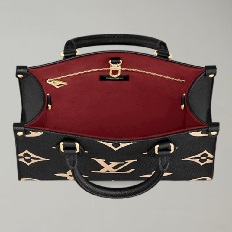 Louis Vuitton Onthego PM Tote Bag Black / Beige Monogram Empreinte Leather For Sale at 1stDibs