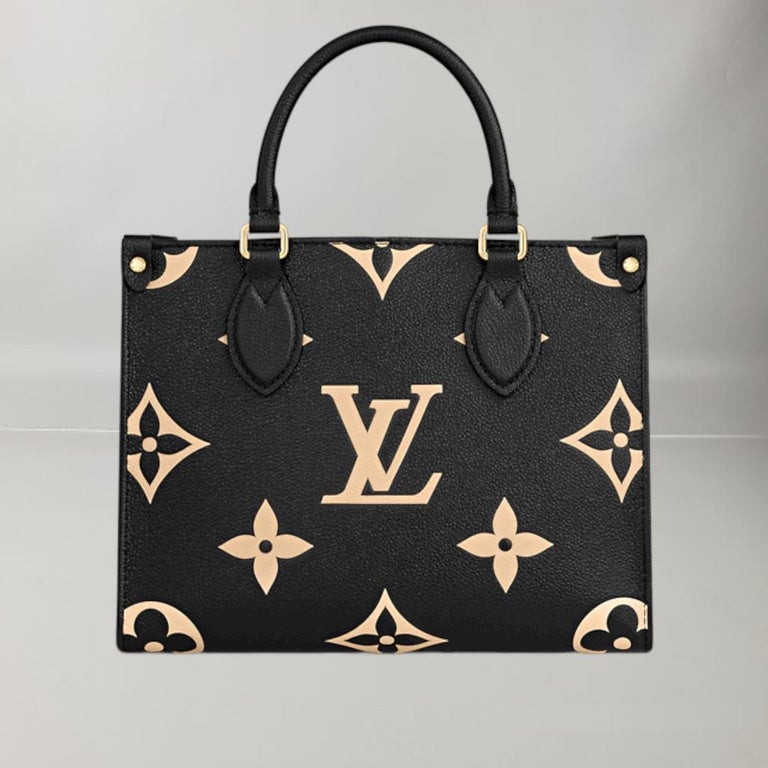 Louis Vuitton Onthego PM Tote Bag Black / Beige Monogram Empreinte ...