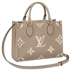 Louis Vuitton Onthego PM Tote Bag Tourterelle / Crème Monogram Empreinte Leather
