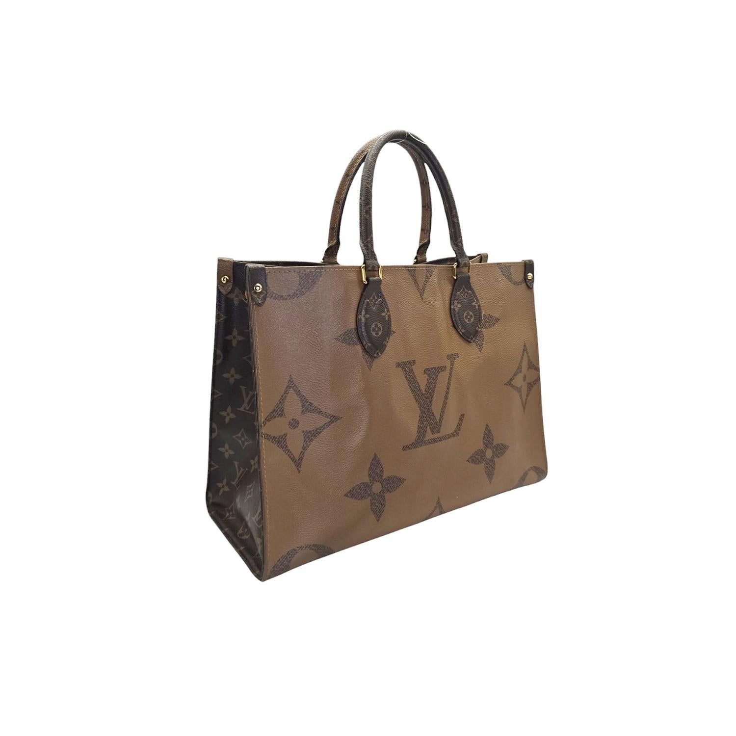 Marron Louis Vuitton OnTheGo Fourre-tout MM Monogramme inversé en vente
