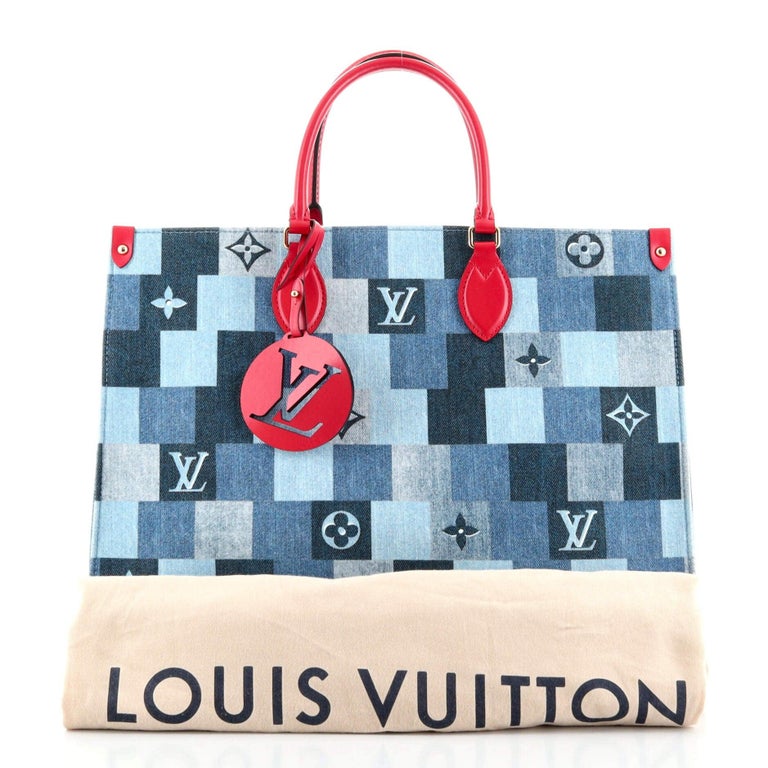 Louis Vuitton Onthego shopping bag in blue jean damier canvas