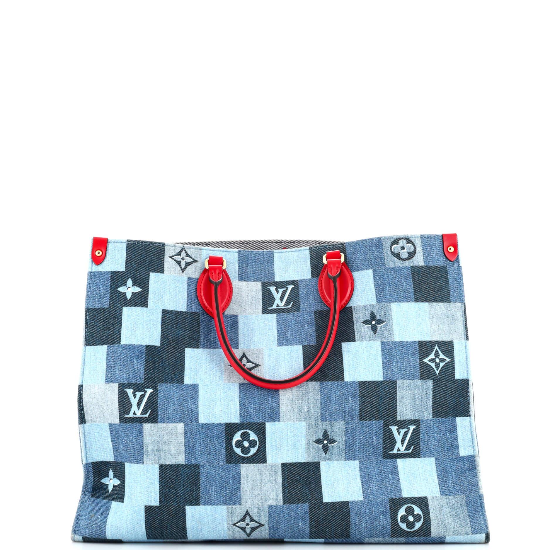 Women's or Men's Louis Vuitton OnTheGo Tote Damier and Monogram Patchwork Denim GM