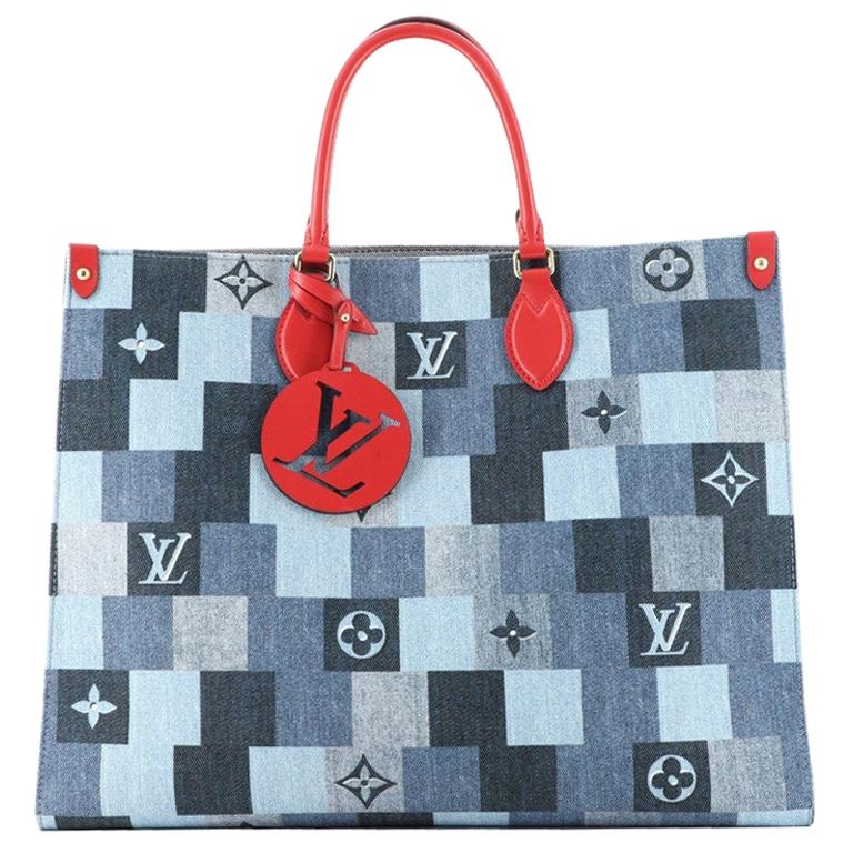 Louis Vuitton OnTheGo Tote Damier and Monogram Patchwork Denim GM
