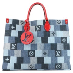 Louis Vuitton OnTheGo Tote Damier and Monogram Patchwork Denim GM