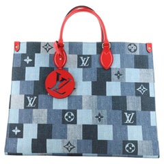 Louis Vuitton OnTheGo Tote Damier and Monogram Patchwork Denim GM