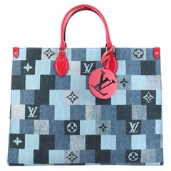 Louis Vuitton OnTheGo Tote Damier and Monogram Patchwork Denim GM