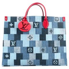 Louis Vuitton OnTheGo Tote Damier and Monogram Patchwork Denim GM