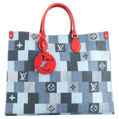 Louis Vuitton OnTheGo Tote Damier and Monogram Patchwork Denim GM