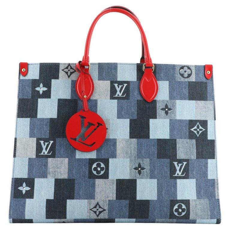 Louis Vuitton Neverfull Tote Damier and Monogram Patchwork Denim mm Blue