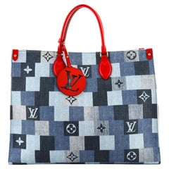 Louis Vuitton OnTheGo Tote Damier and Monogram Patchwork Denim GM