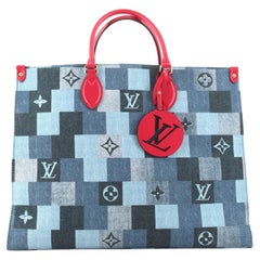 Louis Vuitton OnTheGo Tote Damier and Monogram Patchwork Denim GM