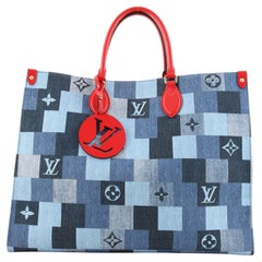 Louis Vuitton OnTheGo Tote Damier and Monogram Patchwork Denim GM